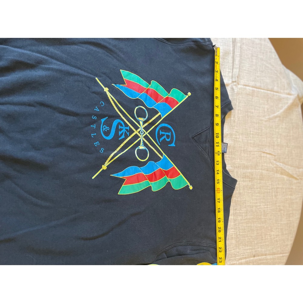 Crooks & Castles Sweatshirt XL Black Pullover Flags Striped Sleeve - Picture 4 of 10